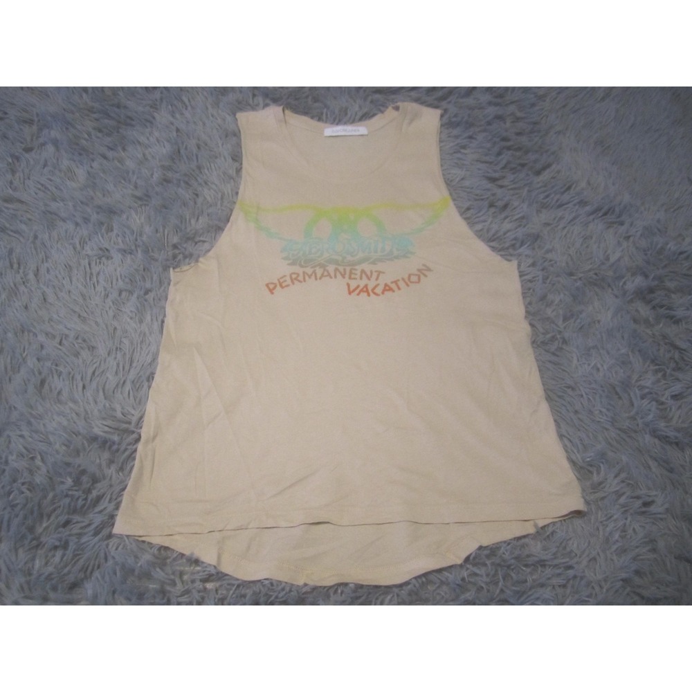 Daydreamer Tank Top Womens Small Beige Aerosmith Permanent Vacation Band Graphic